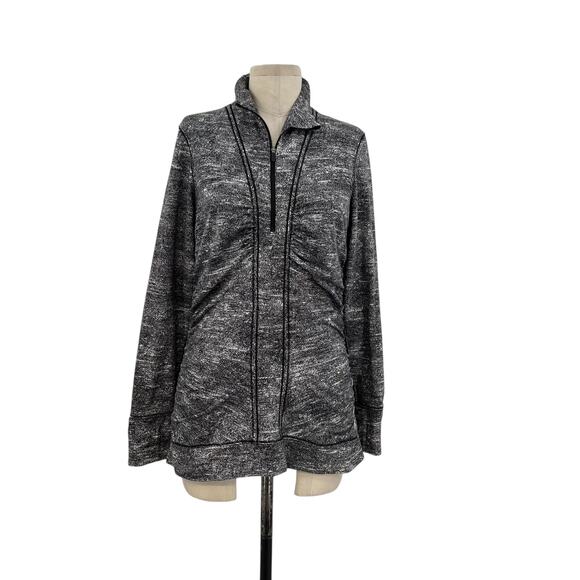 Lululemon‎ Cypress Kiss 1/2 Zip Top Sweatshirt Rush Jacquard Black White Size 10 - Picture 1 of 14